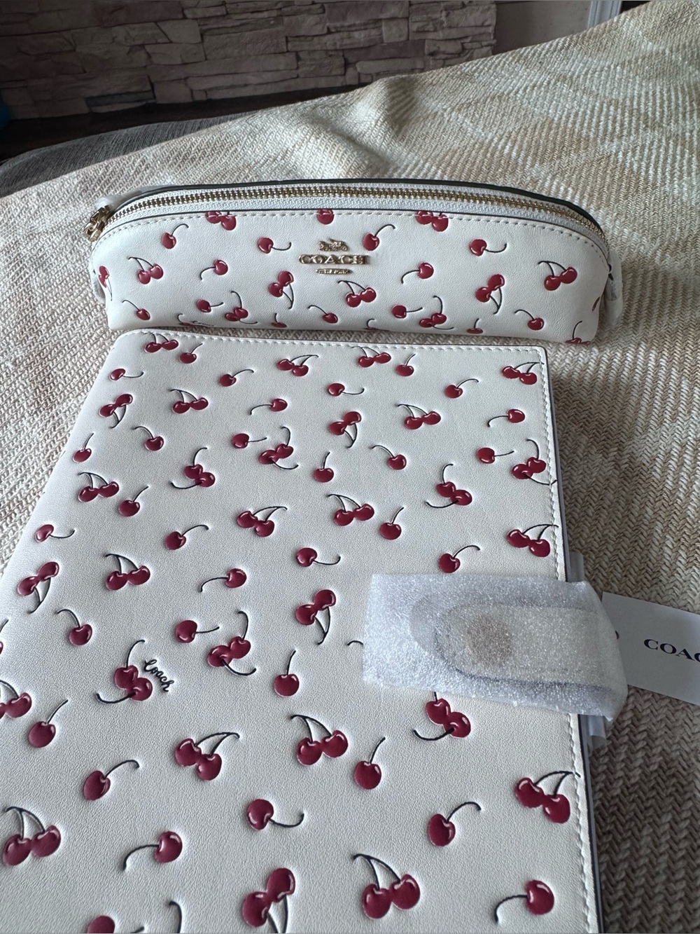 NEW Coach Cherry Print Notebook/Pencil Case Collection - sold as Set Only!